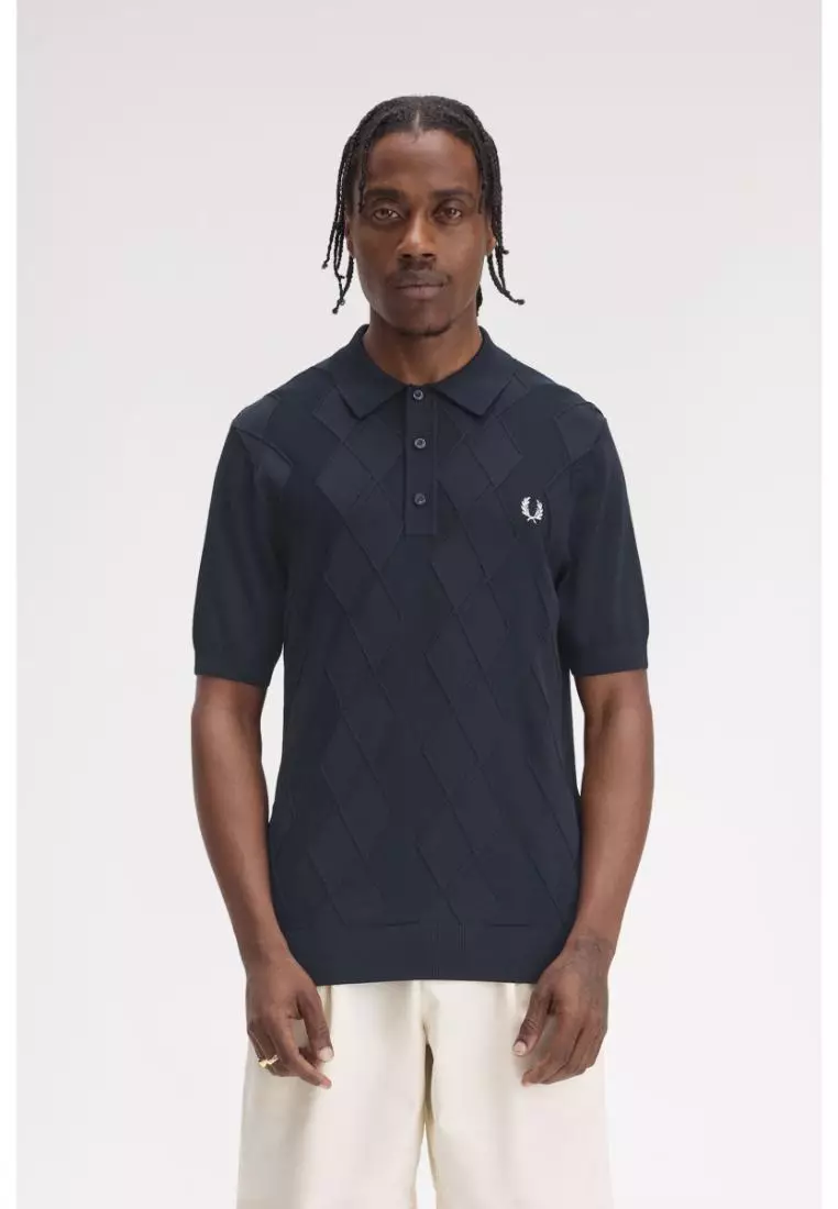 Buy Fred Perry Fred Perry K9748 Cable Knitted Shirt (Navy) Online