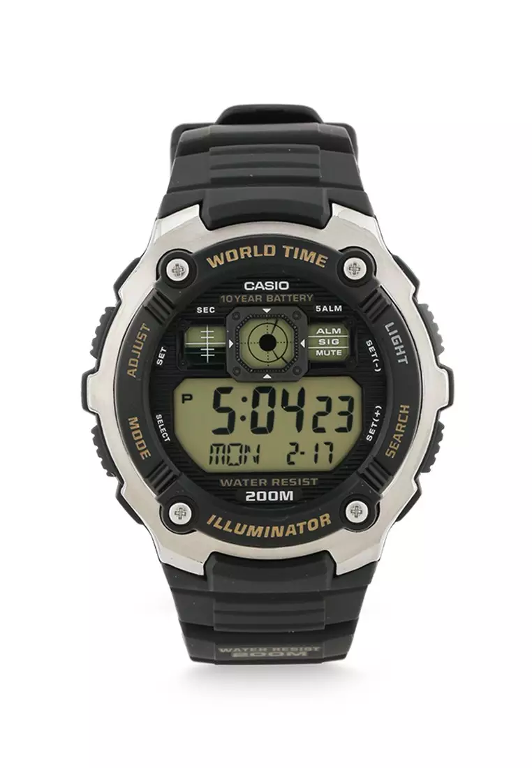 Casio Jam Tangan Pria - Black Silver - Resin - AE-2000W-9AVDF