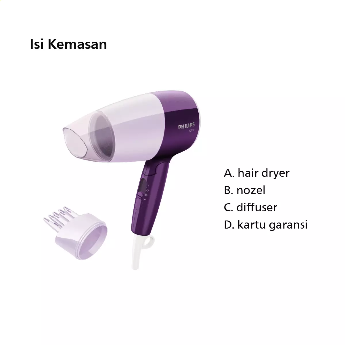 Philips Essential Care Hair Dryer Ungu HP8126/02 Pengering Rambut