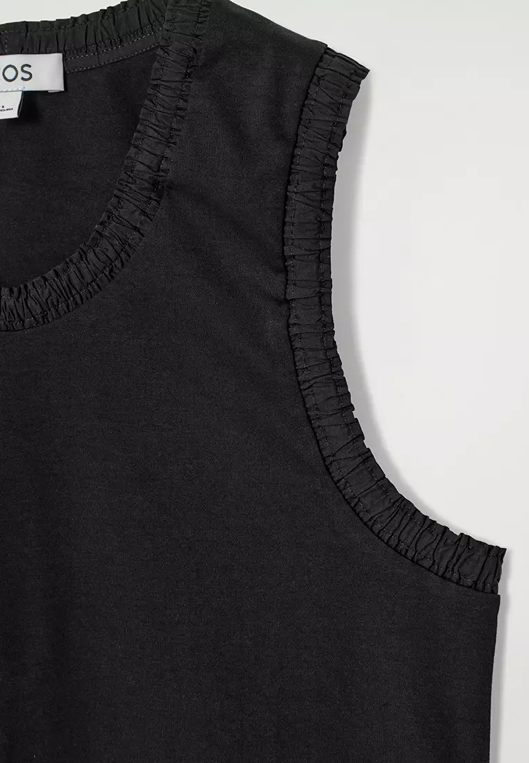 Gathered Cotton Tank Top