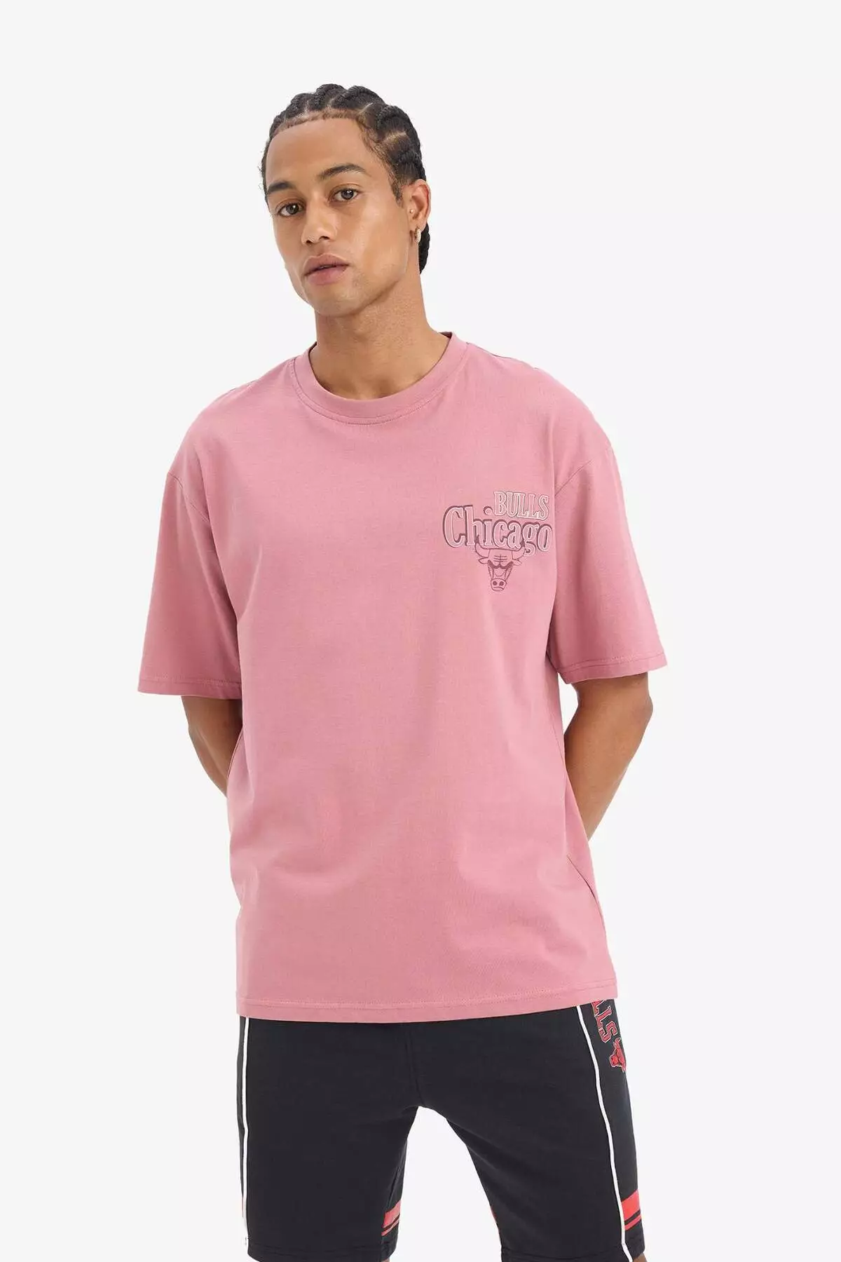 Defactofit Nba Chicago Bulls Boxy Fit Crew Neck Back Printed Short Sleeve T-Shirt E2184Ax25Sm