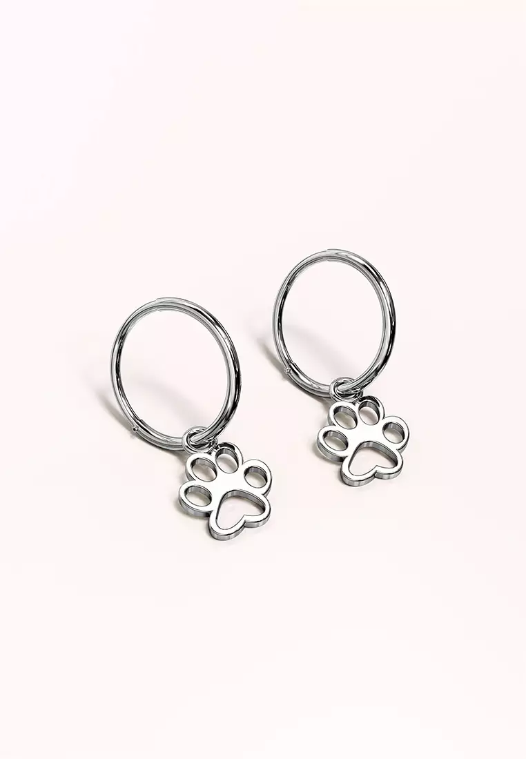 Mini Puppy Paw Print Hoop Earrings