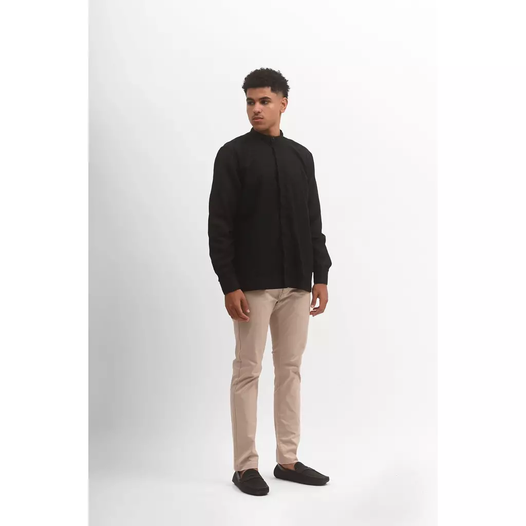 MANZONE Kemeja Shanghai Lengan Panjang Pria TABISH - BLACK