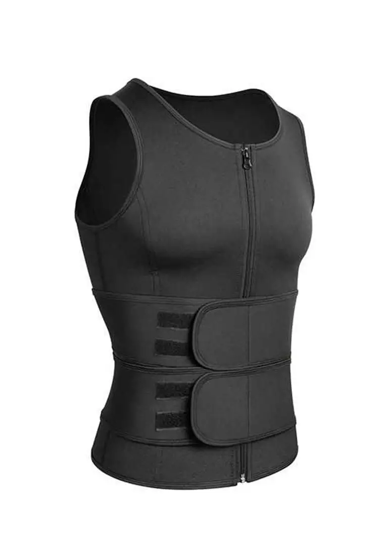 Agies Korset Pembentuk Badan Pria Shaper Double Velcro Design Sporty Material Poliester ORIGINAL - Black