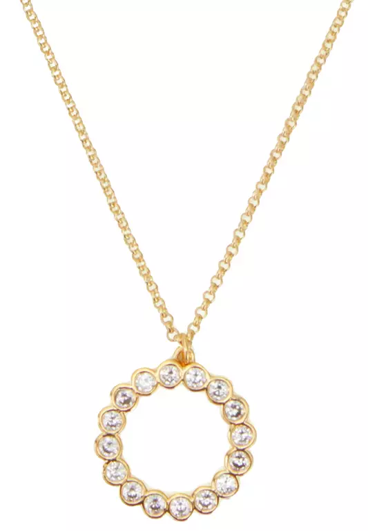 Full Circle Mini Pendant Necklace in Clear/ Gold o0ru2384