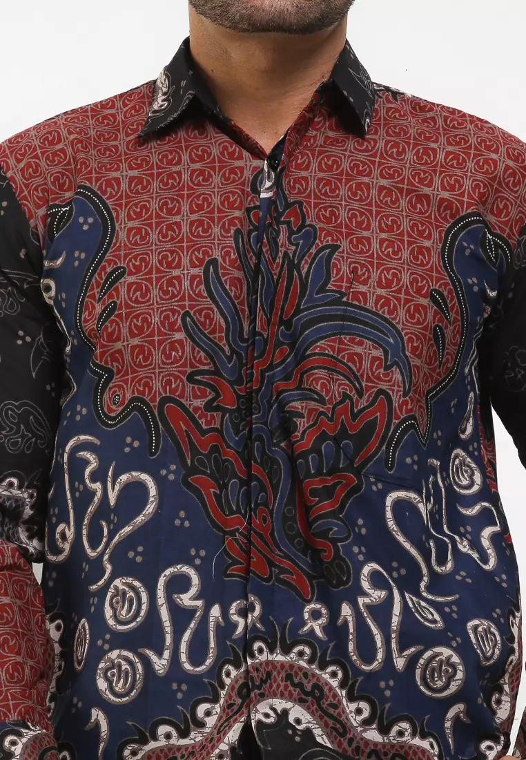 Elenio Kemeja Batik Premium Pria Casual Modern Lengan Panjang