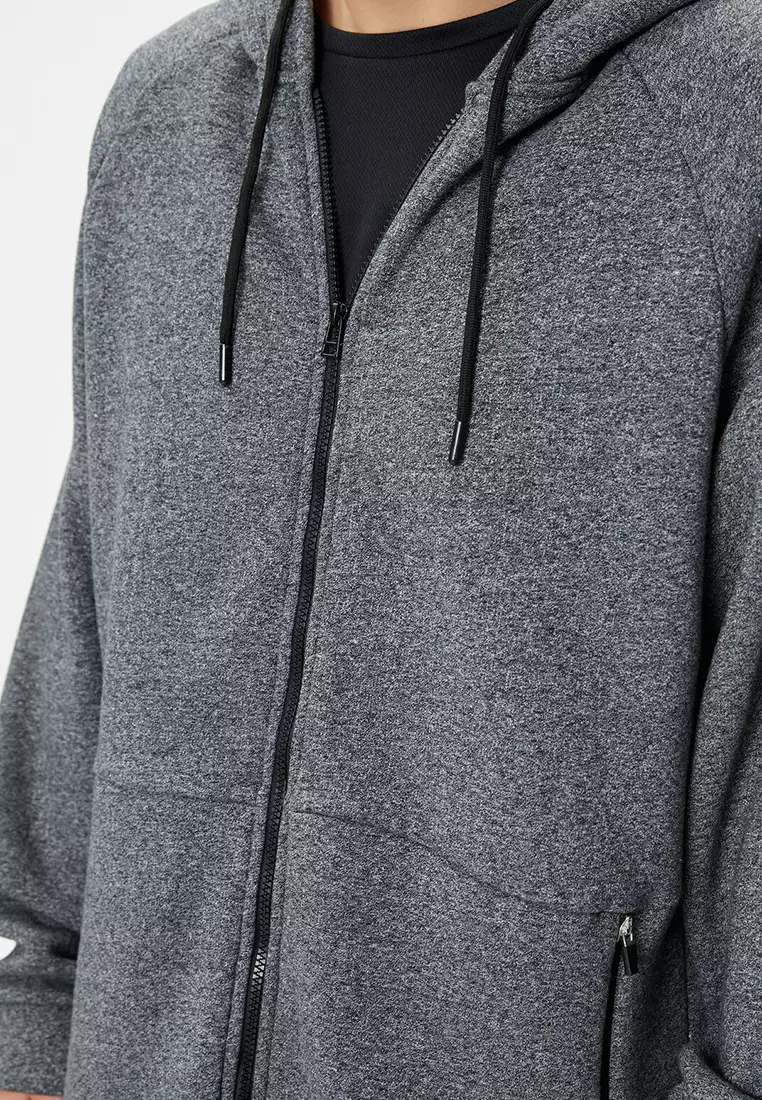 Zip Raglan Sleeves Hoodie