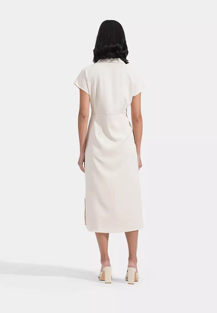 Extended Sleeved Button Down Midi Dress