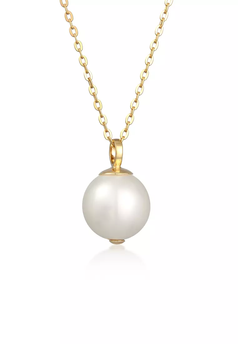 Necklace Pendant Elegant Classic Shell Core Pearl Gold Plated
