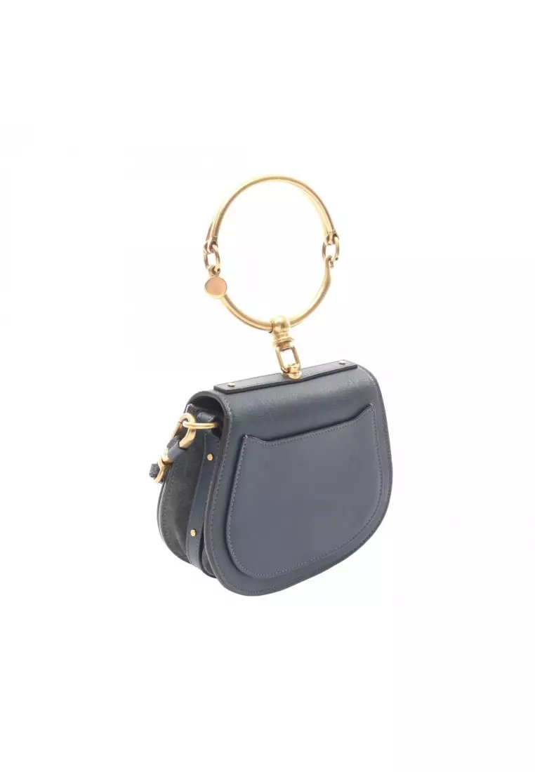 Pre-Loved Chloé Nil Small bracelet bag 2WAY Handbag leather Dark green