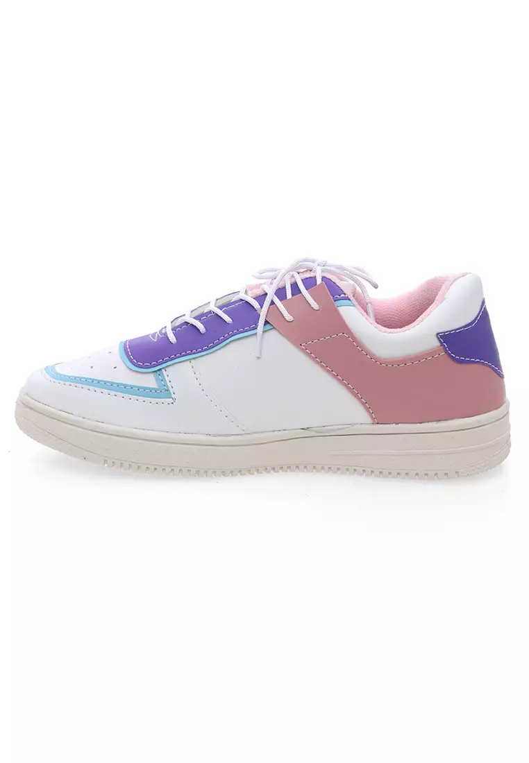 Sepatu Women Design Stylish Tali Putih Fashion Wanita - Salem Ungu