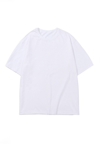Twenty Eight Shoes white VANSA Unisex Solid Color Short-sleeved T-Shirt VCU-T223 4AA04AAA75FC5EGS_1