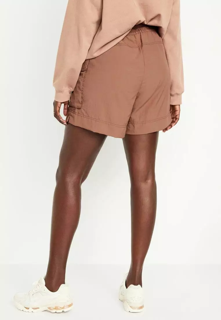 High-Waisted Cargo Utility Shorts -- 5-inch inseam