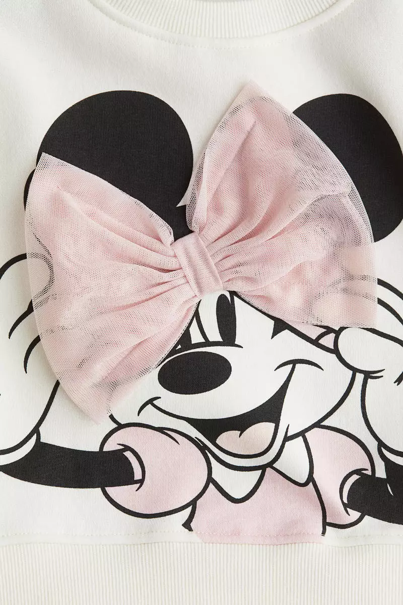 Printed tulle-skirt sweatshirt dress