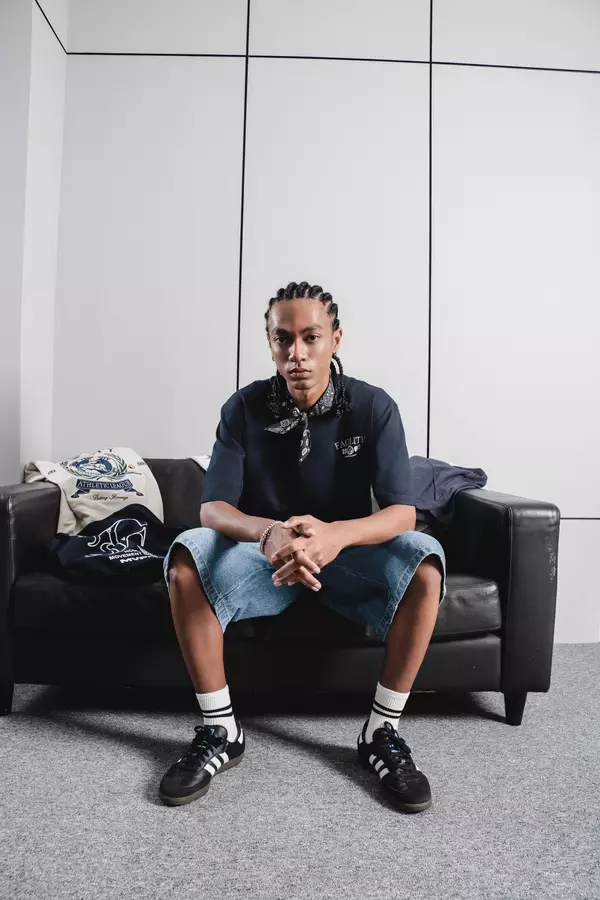 FACILITY Baseball Collection - Kaos Pria Jude Oversize Tee - Sky Captain Blue