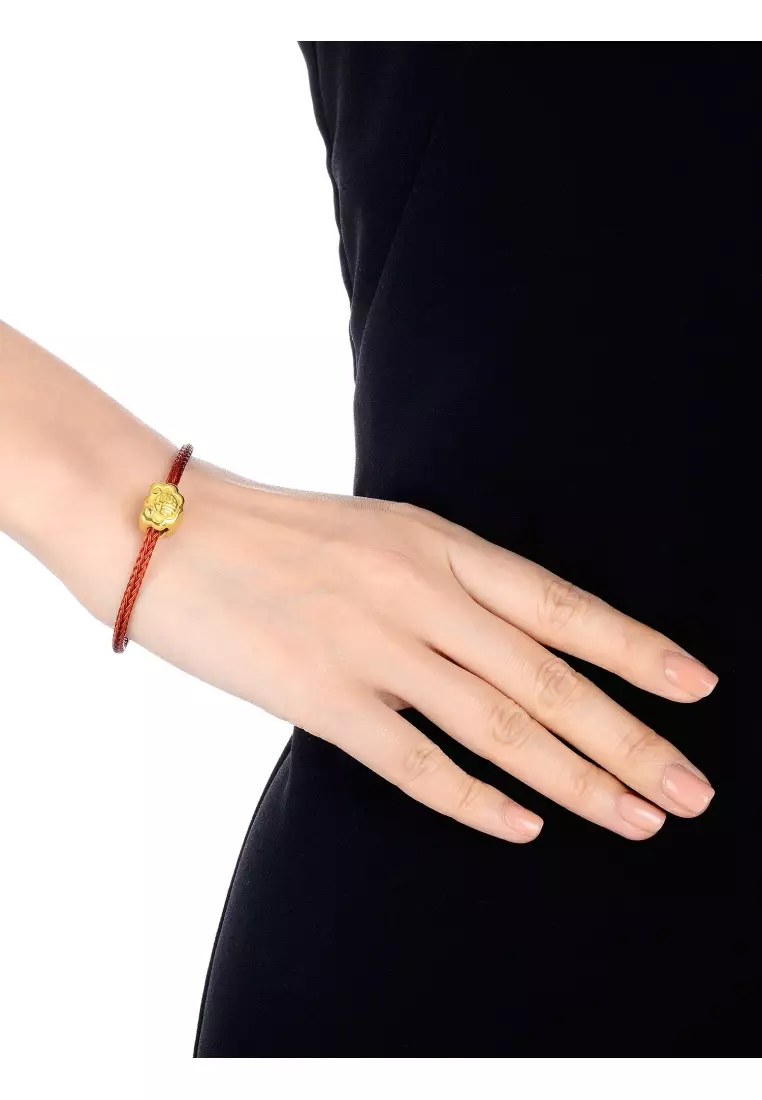 999 24K Solid Gold Ruyi Lock Charm Blessing 86338C (Bracelet not included)