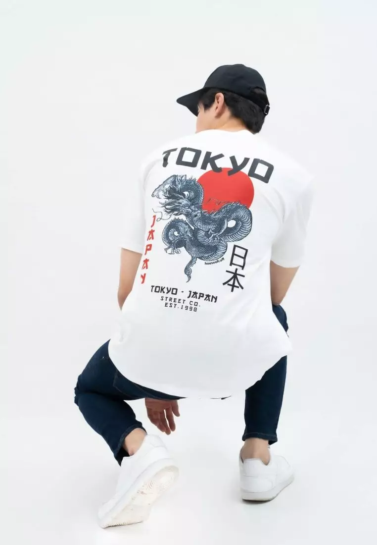 Houseofcuff T-shirt Kaos Putih Motif Tokyo Dragon Tersedia Size S-4XL