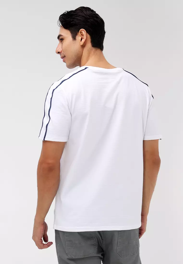 Round Neck Streaky Short Sleeves T-Shirt