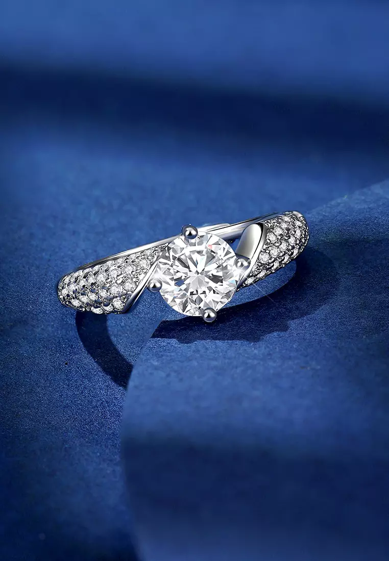 Cincin Wanita Berlian Perhiasan Adjustable Tunangan Anti Luntur Dilapisi Platinum Cincin Cewek COD silver