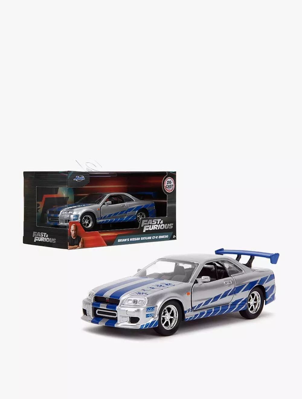 JADA 2002 Nissan Skyline GTR R34 Silver Free Rolling - JAD97184 - Multicolor