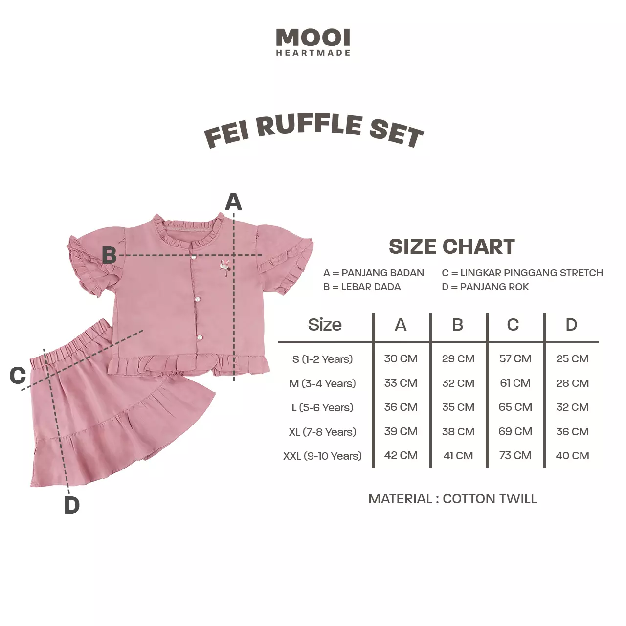 Mooi Setelan Anak Perempuan Fei Ruffle Set - Maroon