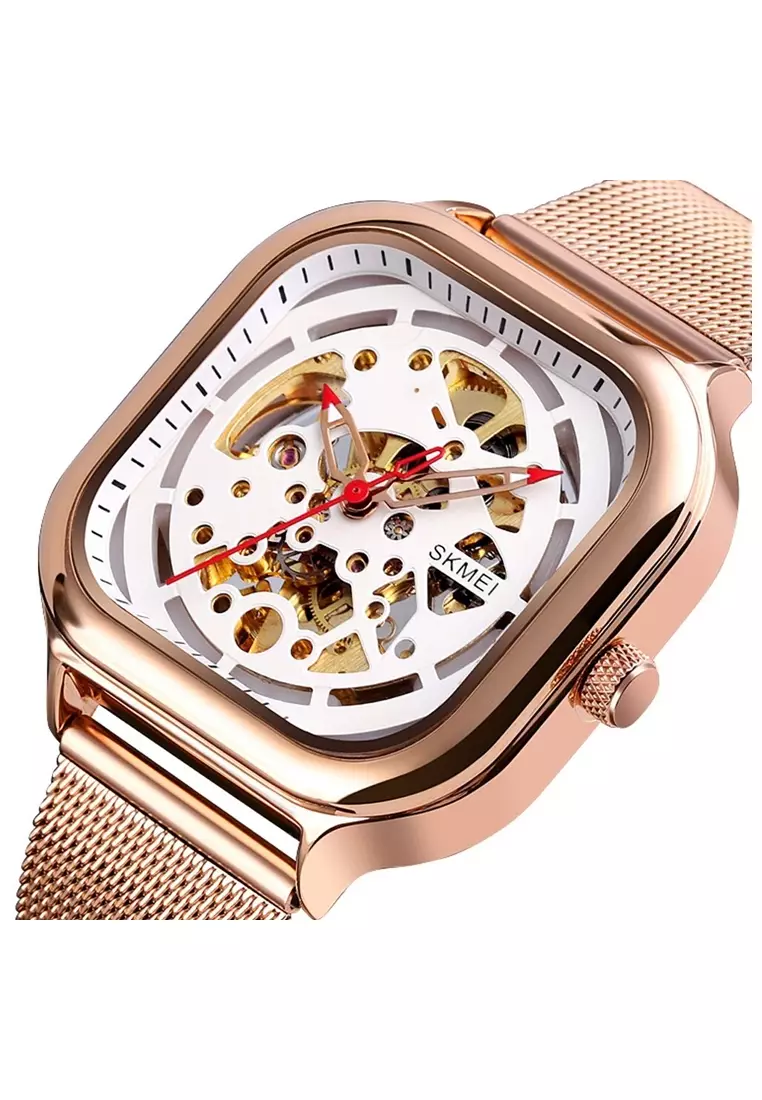 Jam Tangan Casual Mechanical Pria Automatic Movement Strap Tali Material Stainless Steel NX89 ORIGINAL