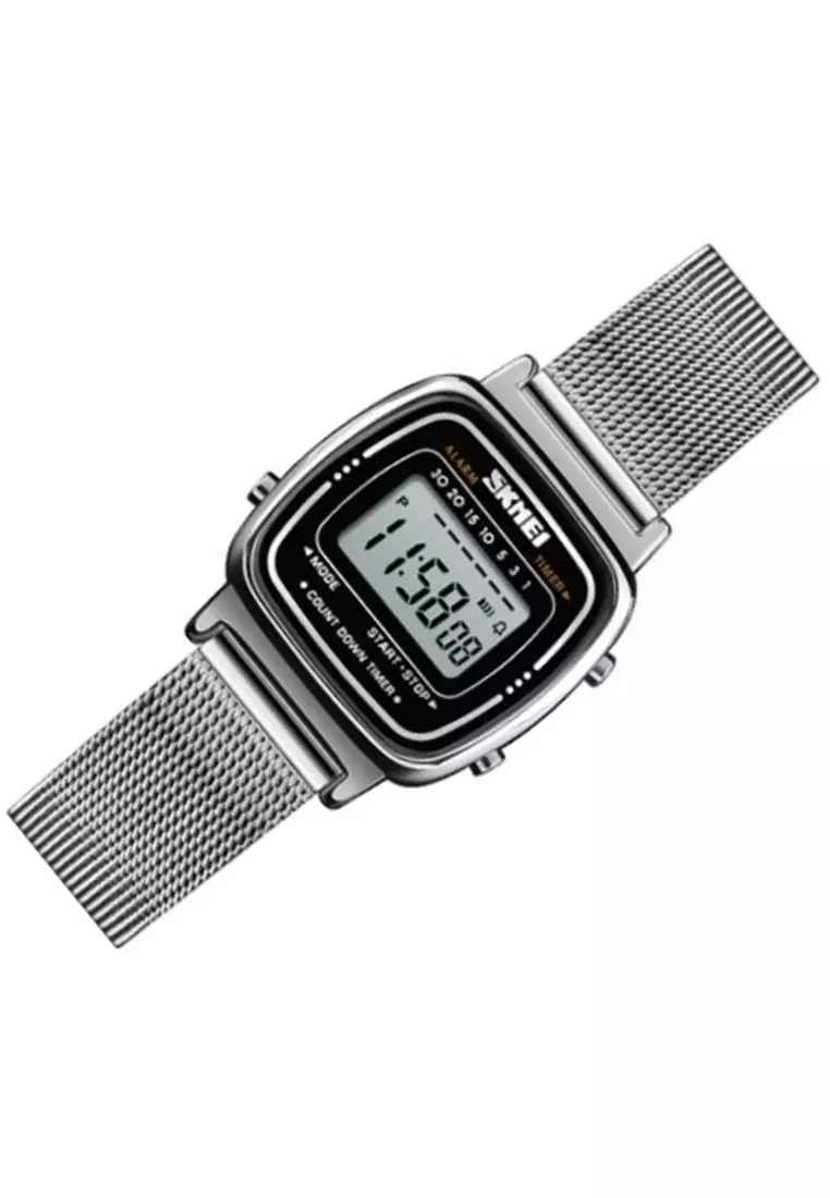 Jam Tangan Casual Digital Wanita Waterproof 50m Strap Tali Material Stainless Steel LA60 ORIGINAL