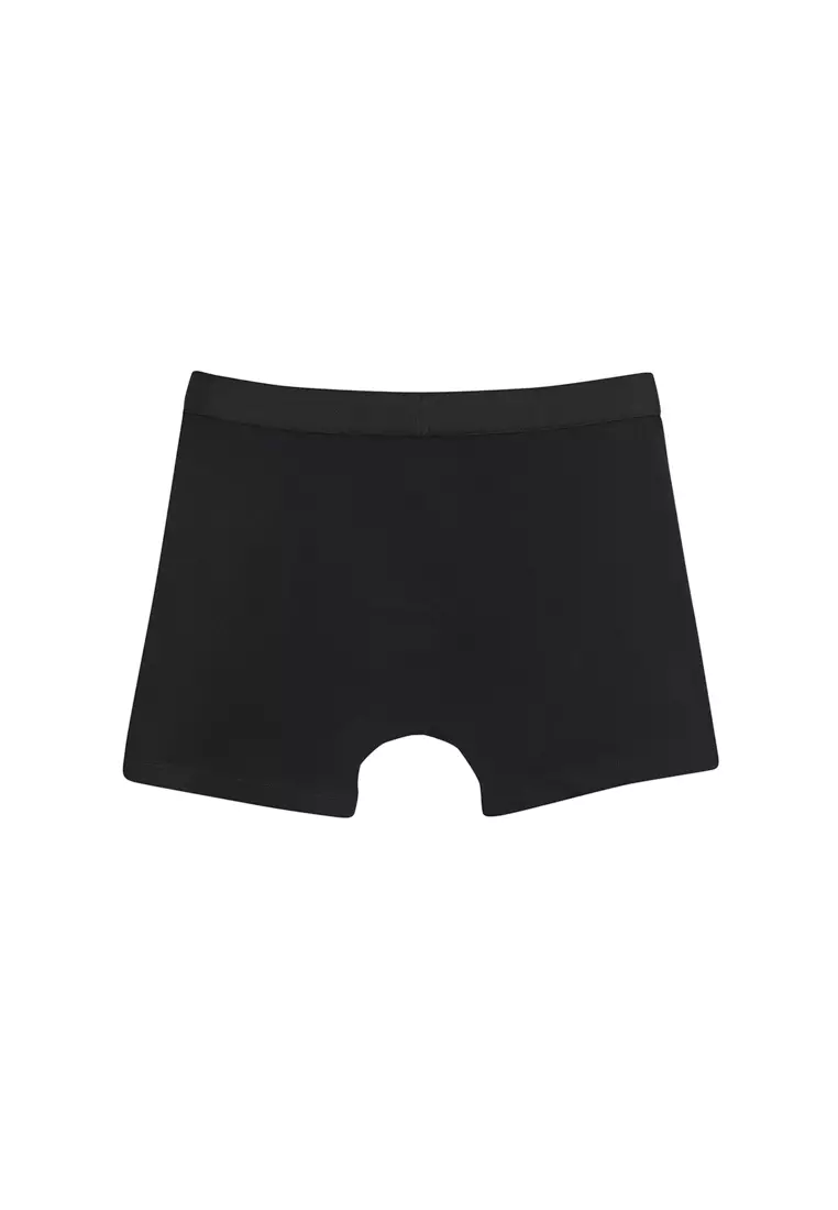 Black Basic Boxers Slim Fit Long Leg Underwear for Men