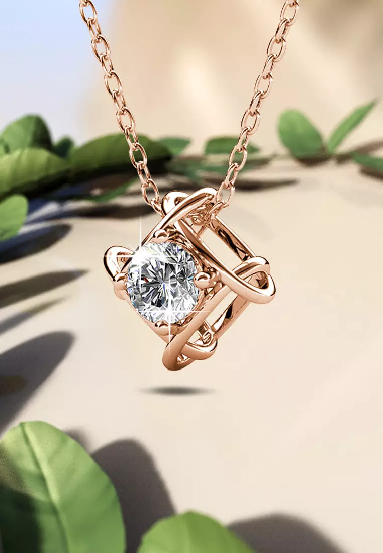 Majestic Beauty Necklace Embellished with SWAROVSKI® crystals-Rose Gold/Clear