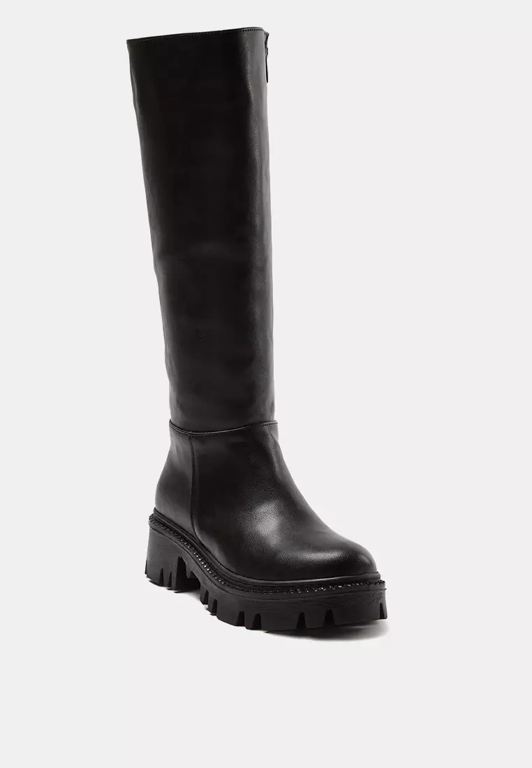 Black Thick Soled Women's Zippered Boots Takaw25Cz00005