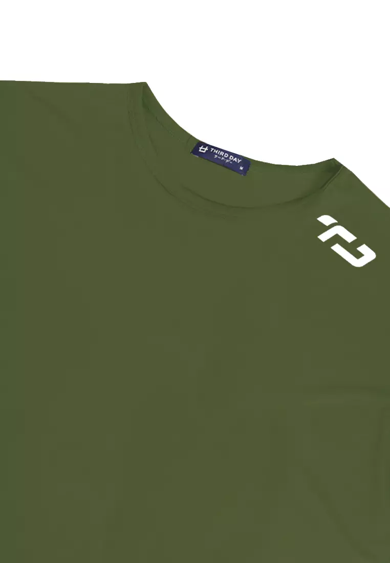 LSA38 Sport CL Crop Loose Wanita logo shoulder Hijau Army