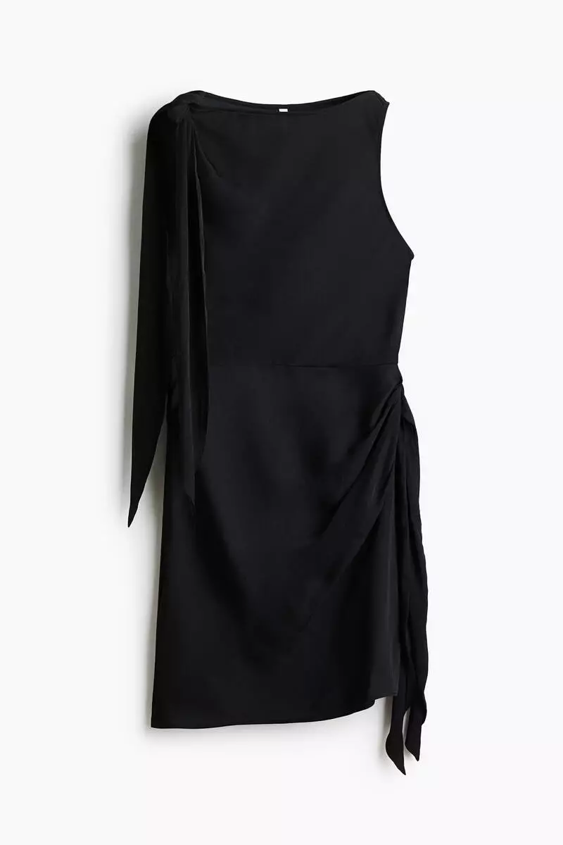 Tie-detail boat-neck dress