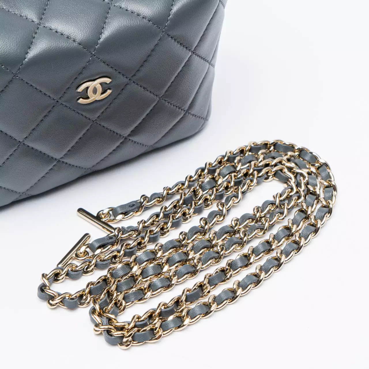 C25 Classic Purse Handbag with Chain Lambskin Grey Ghw