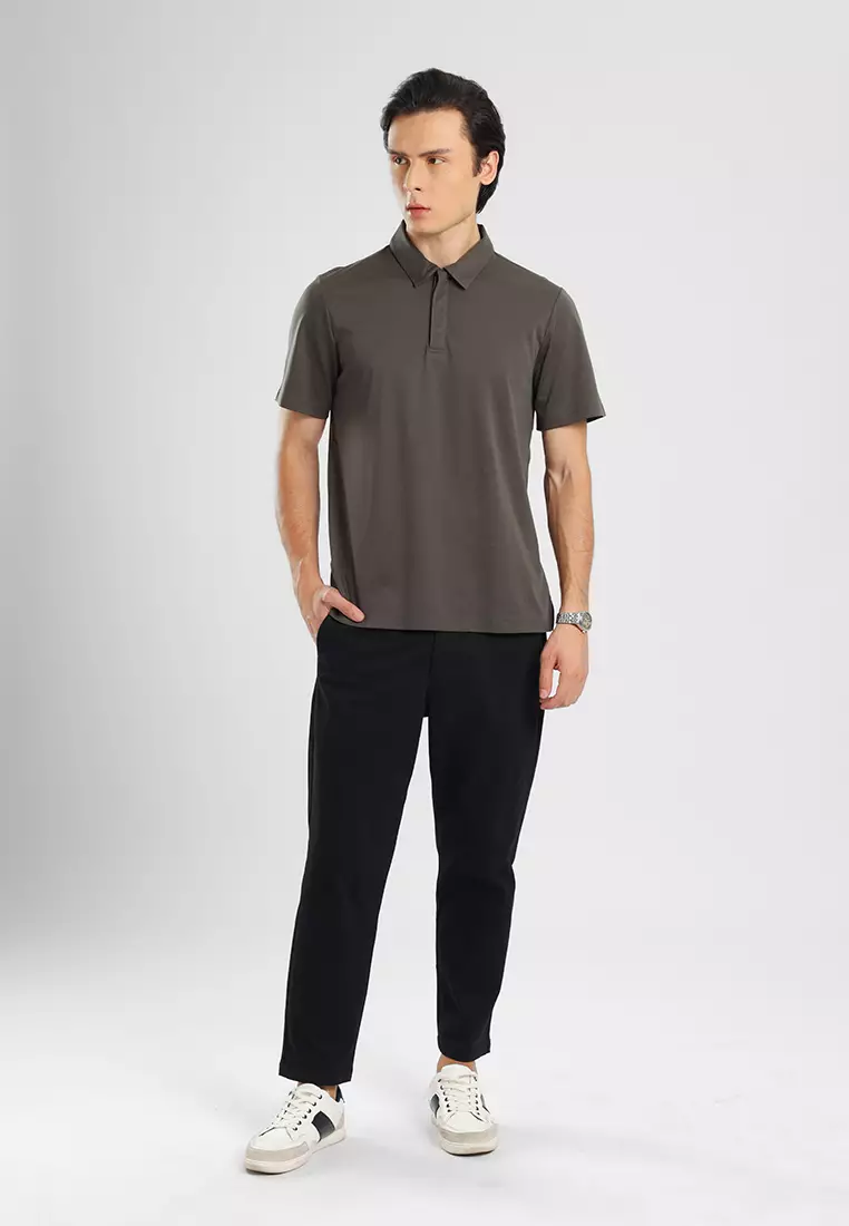 MANZONE - Polo Shirt Lengan Pendek Pria Otto 05 - Dark Grey Warna Grey_Dark