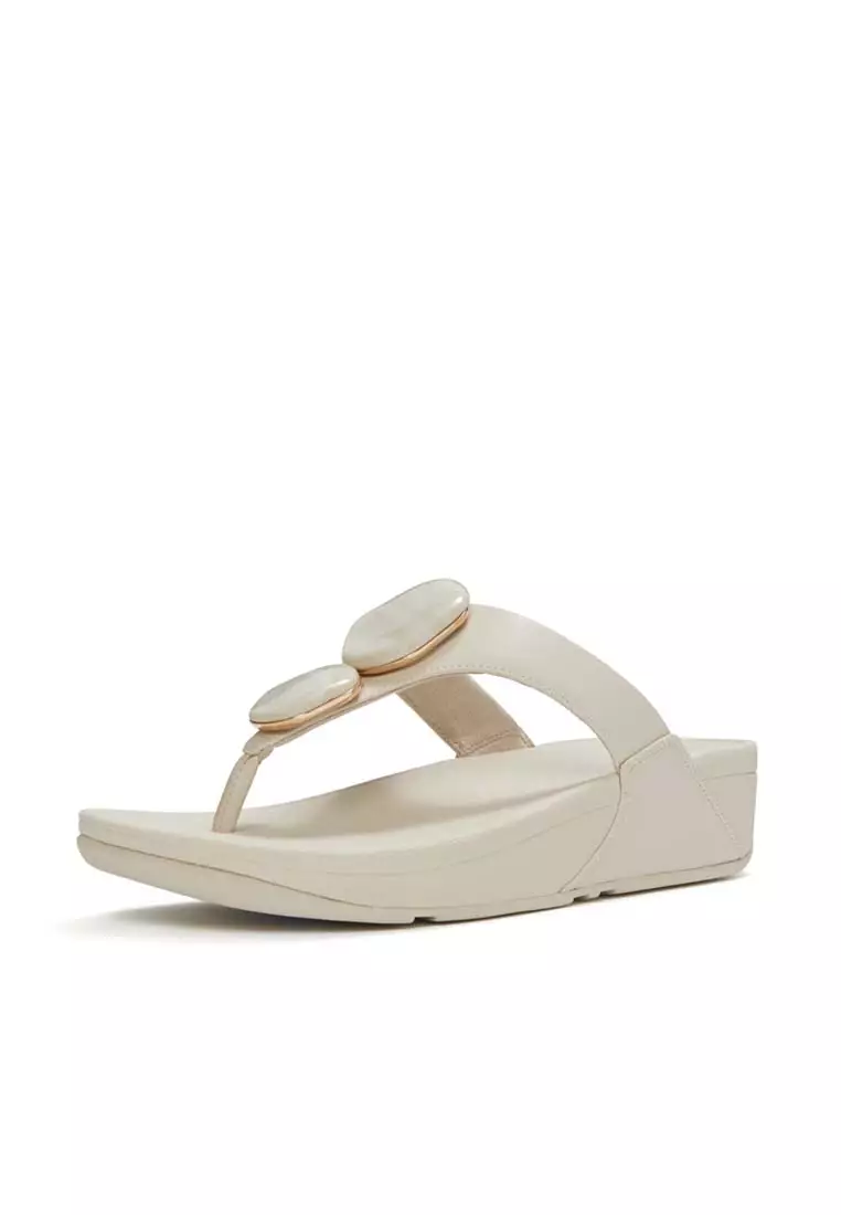 FitFlop LULU Marbled-Stone Toe-Post Sandals - Paris Beige (A4T-A99)