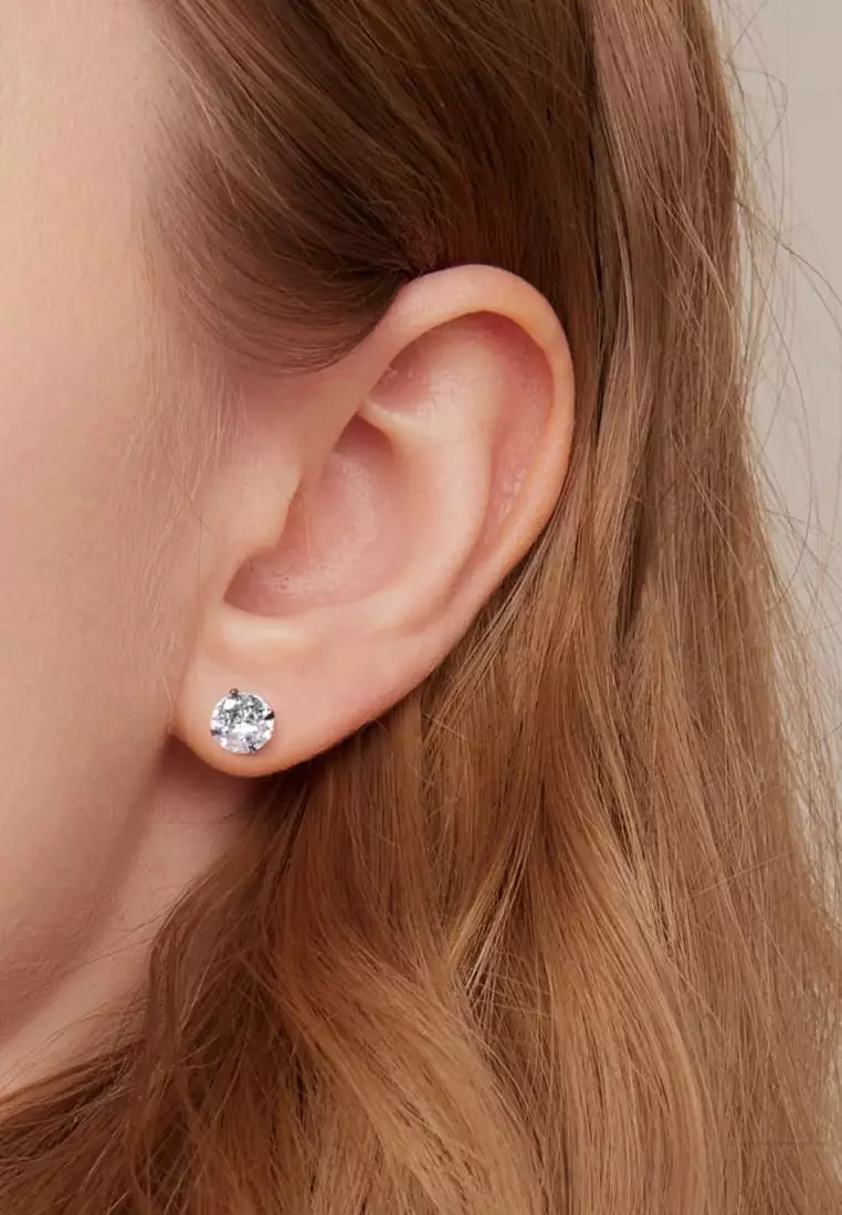 Solid Silver Mary Anne Crystal Stud Earrings In Black Gold