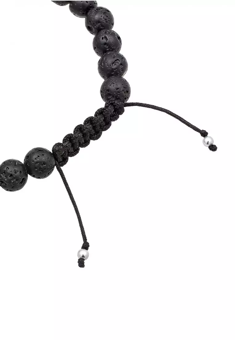 Perhiasan Pria Perak Asli - Silver Gelang Man Lavabead Hitam
