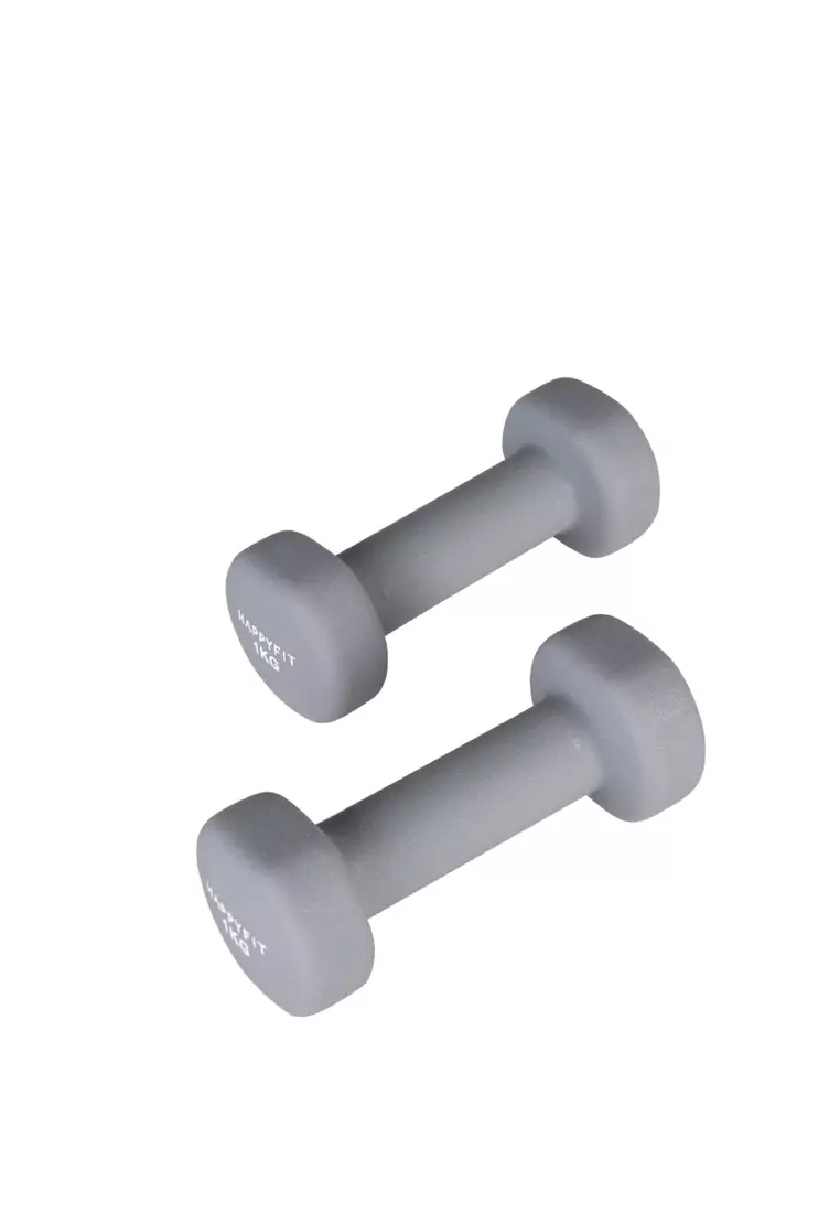 HAPPYFIT DUMBBELL NEOPRENE 1KG (2PCS) - GREY