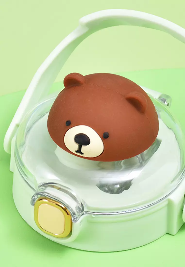 Wakakids Botol Minum Anak Plastik Dengan Sedotan dan Tali Panjang Tentengan Karakter Bear Free Sticker 1300ml K745 Venhs Biru