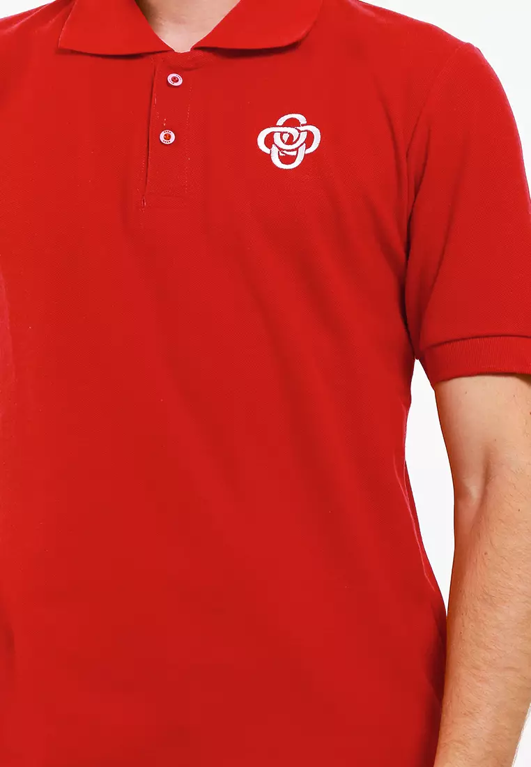 Ossu Polo Shirt Red Basic Logo Embroidery Luxury Cotton