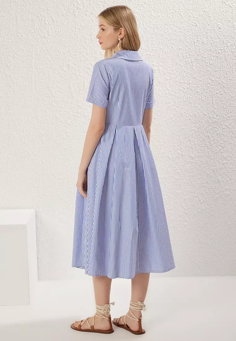 Striped Midi Shirt Dress