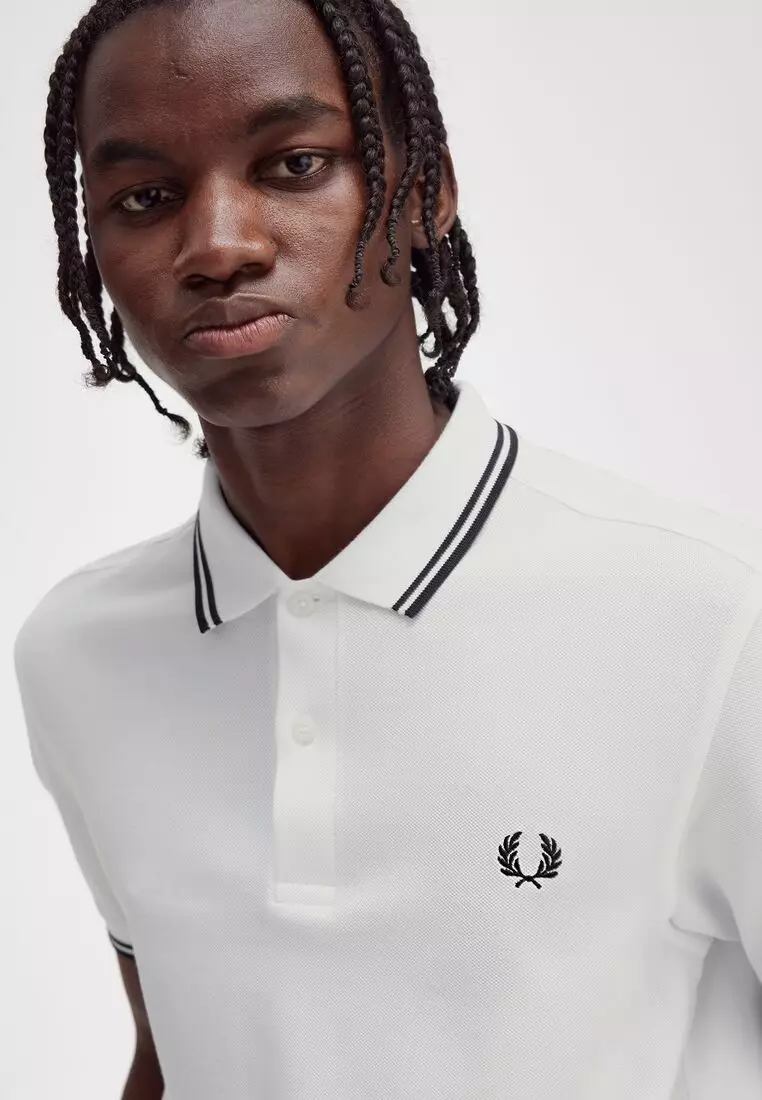 Fred Perry M3600 Twin Tipped Fred Perry Shirt (White / Black / Black)