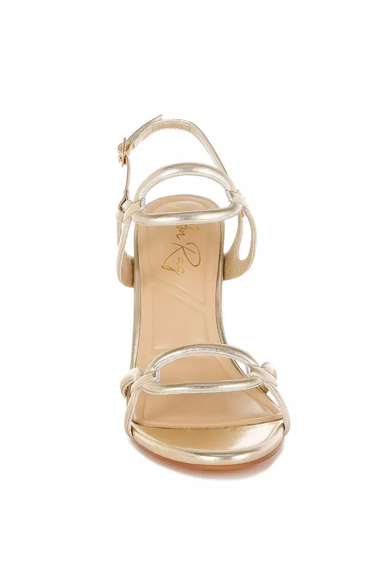 Gold Cut Out Chain Metallic Sandals