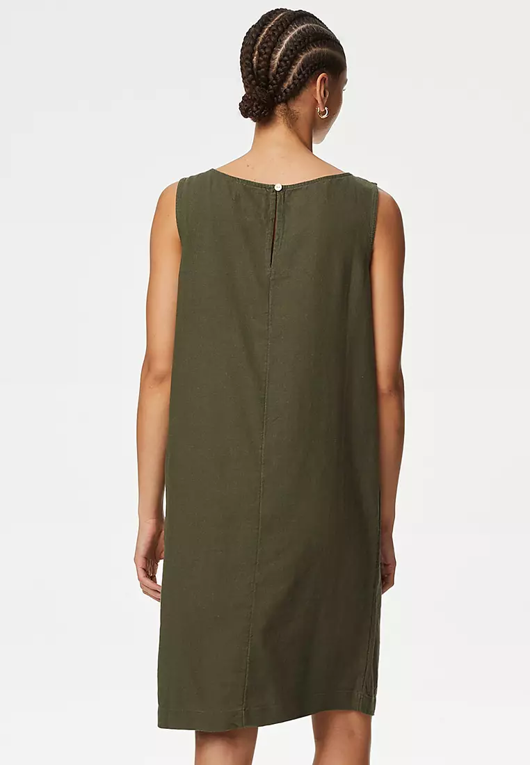 Linen Rich Knee Length Shift Dress