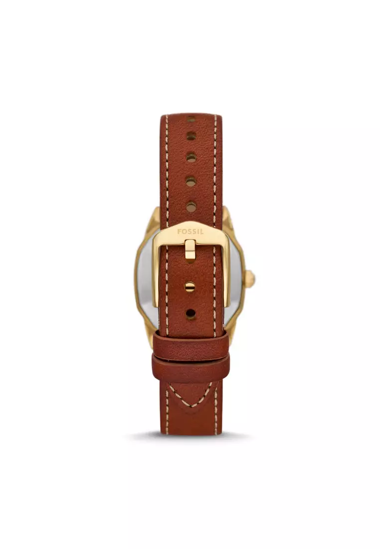 Harlow Three-Hand Medium Brown Leather Watch ES5364