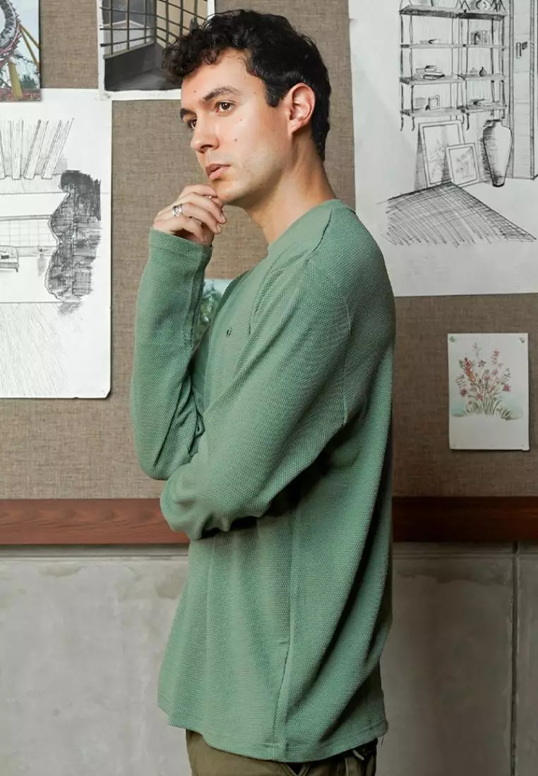 MATSUDA Kaos Lengan Panjang 20S Texture Popcorn Katun Nagato