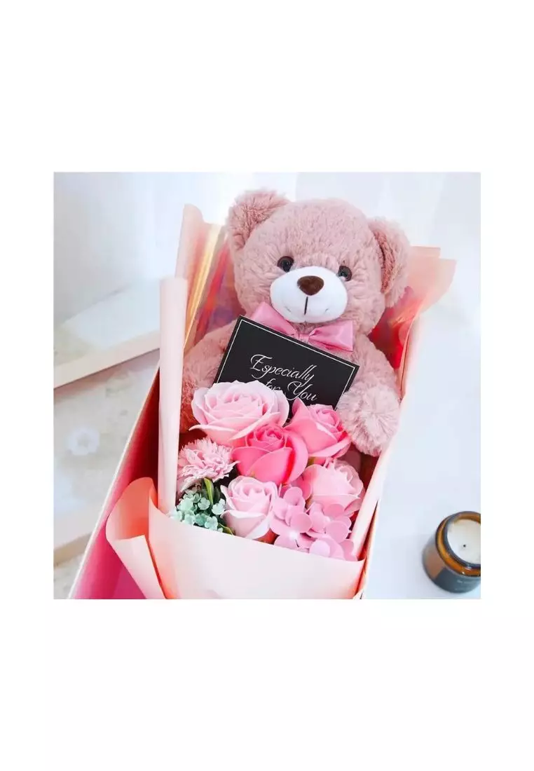 Flower bouquet shop with teddy bear