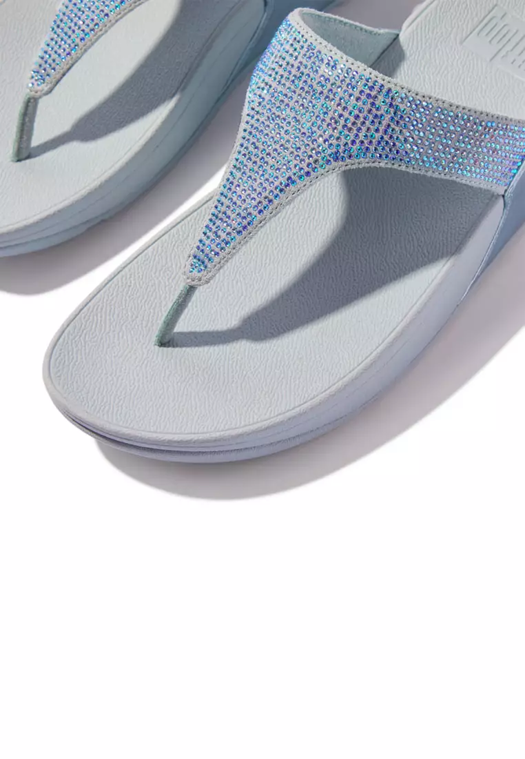 LULU Women's Crystal Embellished Toe-Post Sandals - Quiet Blue (EC5-C34)