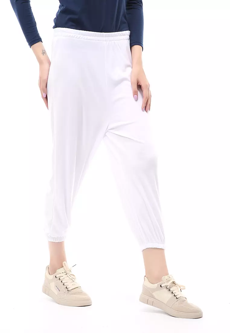 Nabila Legging Karet Muslimah Polos Bawahan Wanita Regular Fit - Putih