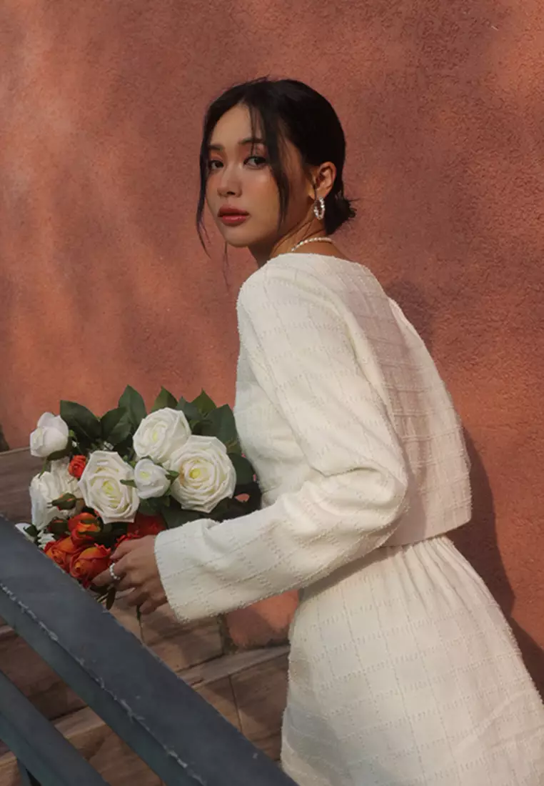 Tweed Square Neck Top